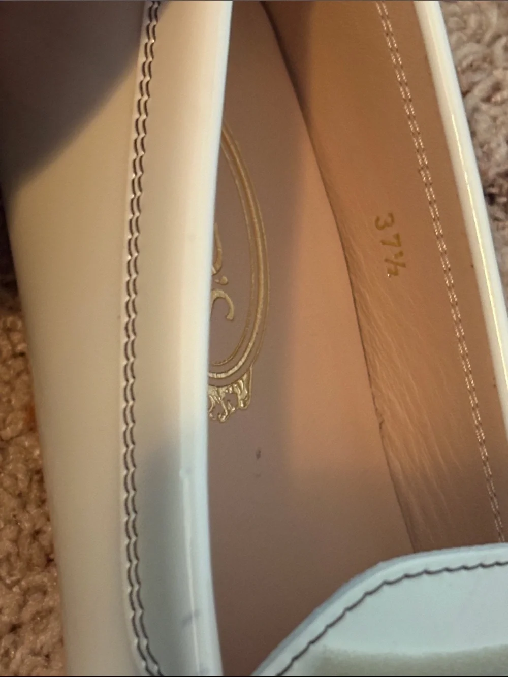 Tod's White Parent Leather Horsebit Boat Loafers Kate Gommino Heritage Designer